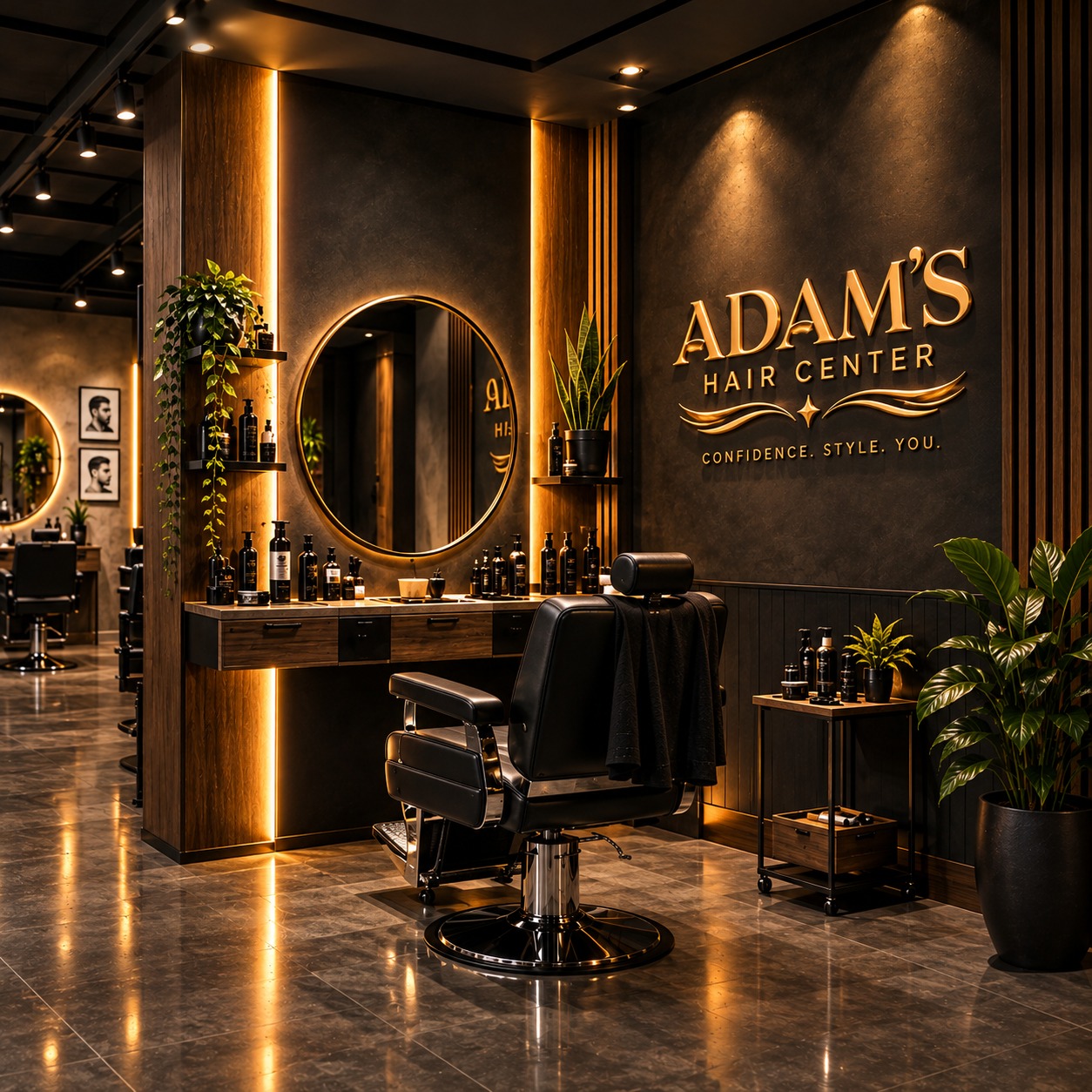 Man relaxing in a barber chair, natural-looking hair system