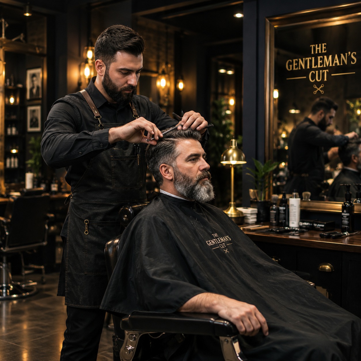 Man relaxing in a barber chair, natural-looking hair system
