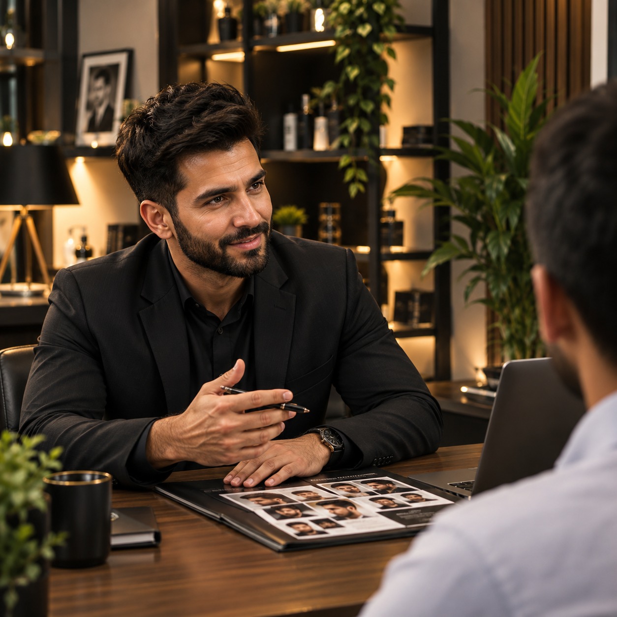 Private consultation at Adam's Hair Center